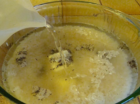 tasty rice ingredients in bowl