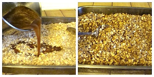 coating granola mixture