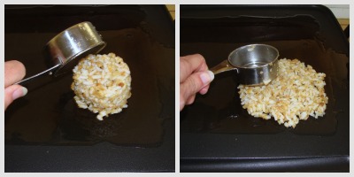shaping parmesan rice cakes