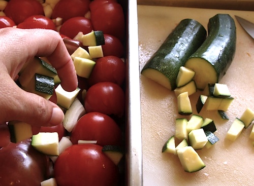 adding vegetables