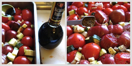 adding vinegar and herbs