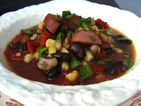 black bean-sausage soup