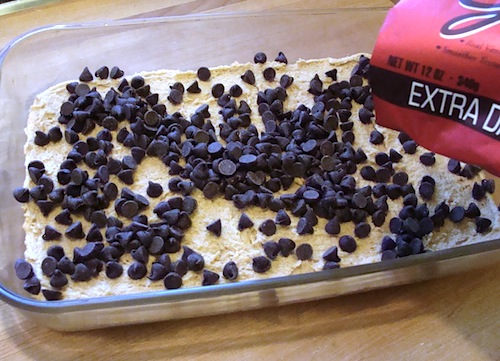 chocolate chips on pb swirl bars chocolate chips on pb swirl bars