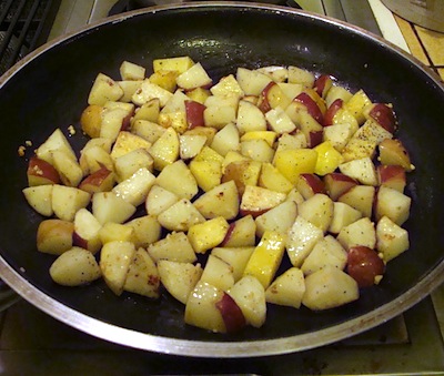 cooking potatoes