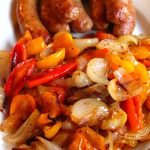 Roasted peppers-sausages-onions