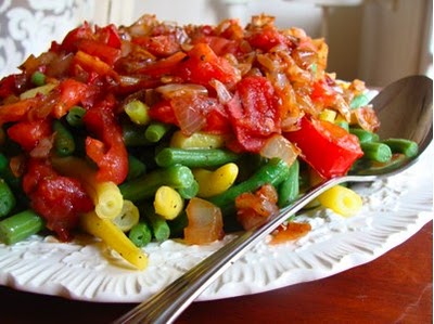 green beans with caramelized onions