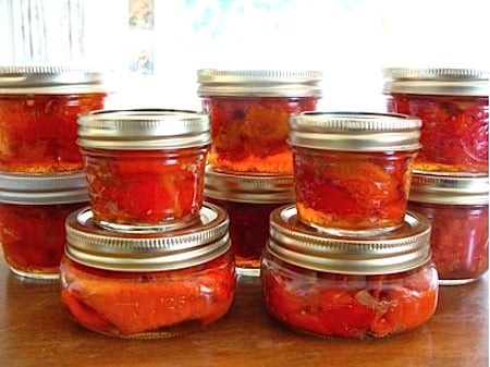 canned roasted peppers in wine