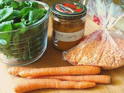 red lentil curry ingredients