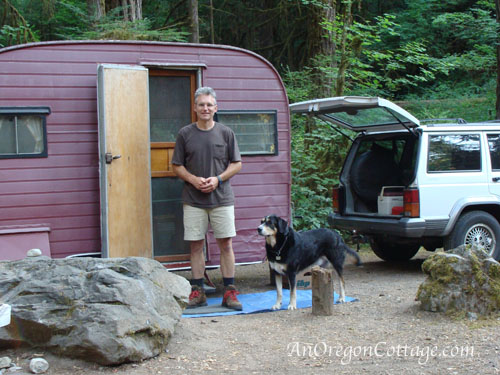 Vintage trailer camping
