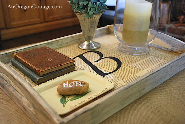 monogramed tray book pages