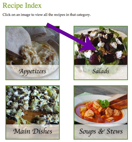 recipe index screen shot